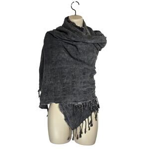 Hygge Life Cotton Pintuck Fringe Wrap Shawl Scarf Lagenlook Fall Layers 38x72